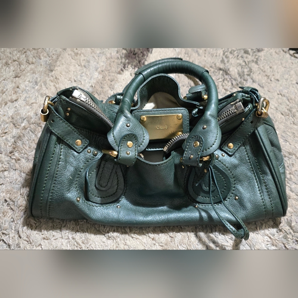 Authentic Chloe Paddington Green Leather Handbag